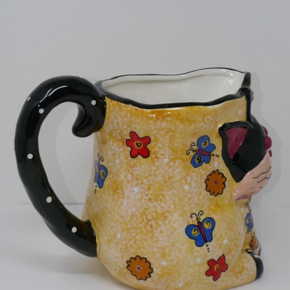 Colorful Cat Pitcher with Floral Design. * - Picture 4 of 12